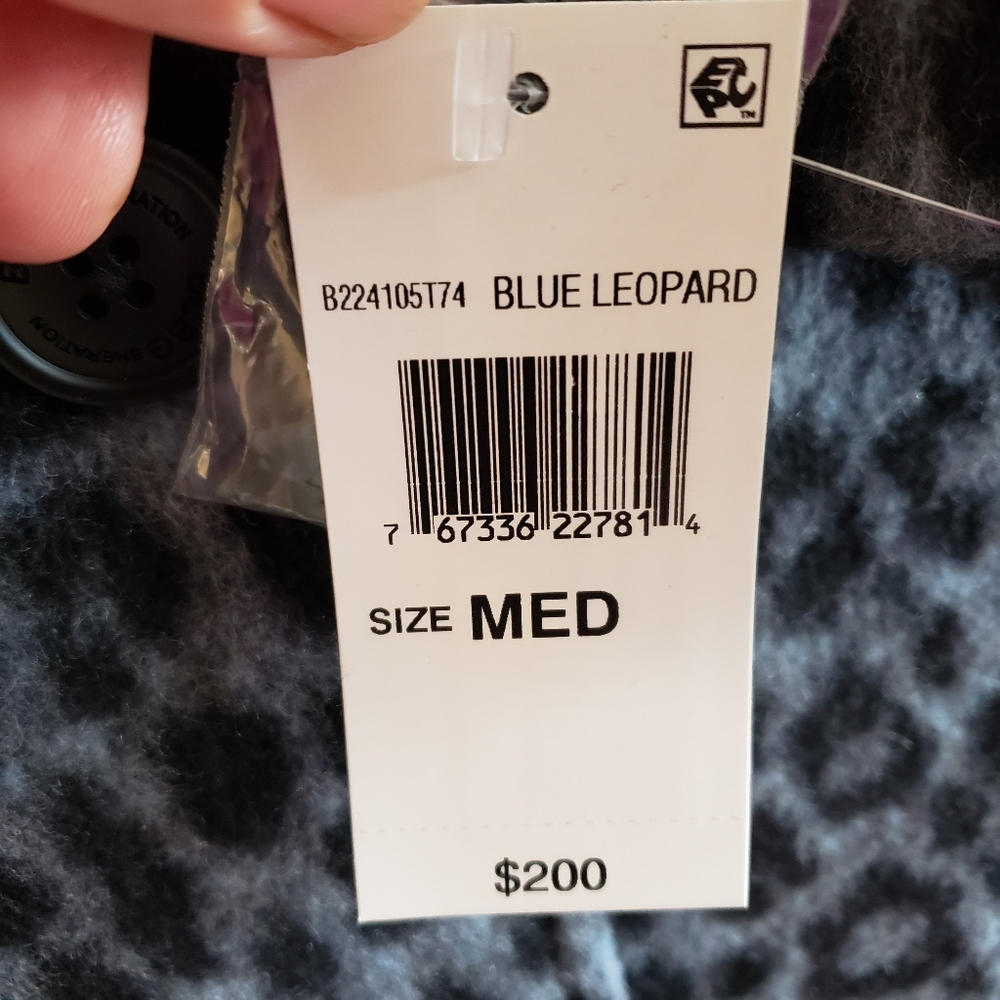 GCBG MAXAZRIA Womens Midweight Blue-Leopard Overcoat Sz, Medium - Picture 5 of 14